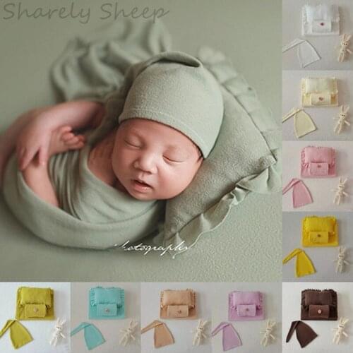 5Pc/Set Newborn Photography Wrap Blanket Props Infant Baby Boy Girls Photo Shoots Posing Wraps Hat Headband Pillow Set foto Prop