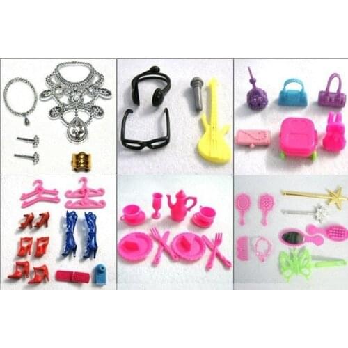 50pcs/pack Wholesale Doll Accessories For Barbies Shoes Handbags Comb Mirror Etc Excellent Gift For Children Free shipping