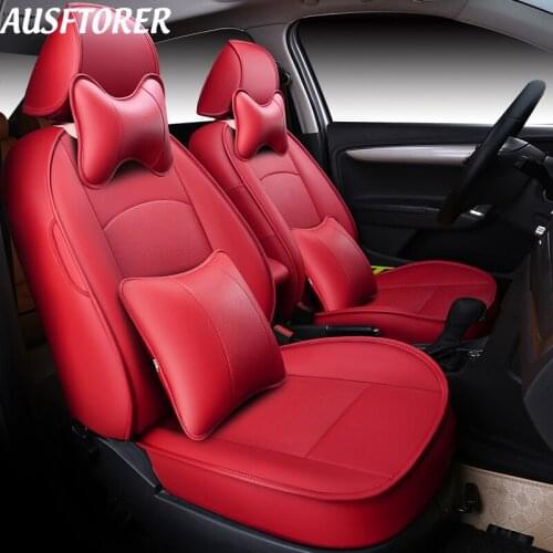AUSFTORER Custom Fit PVC Leather Automobiles Seat Covers for Volvo S80 Car Seat Cover Accessories Protector Cushion Supports Set