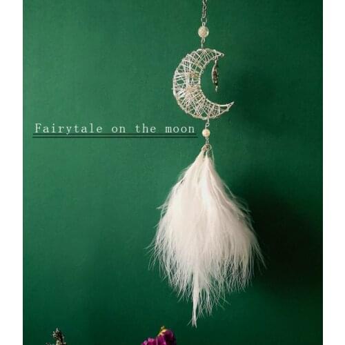 Car dream catcher nordic star moon dream catcher room deocration white pink blue room wedding gift for girls
