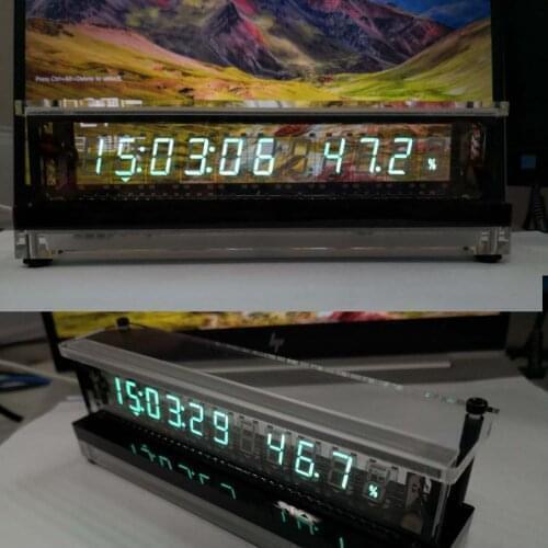 DYKB VFD Clock Transparent VFD Screen Display Digital LED Clock time vacuum fluorescent display Wireless Temperature Humidity