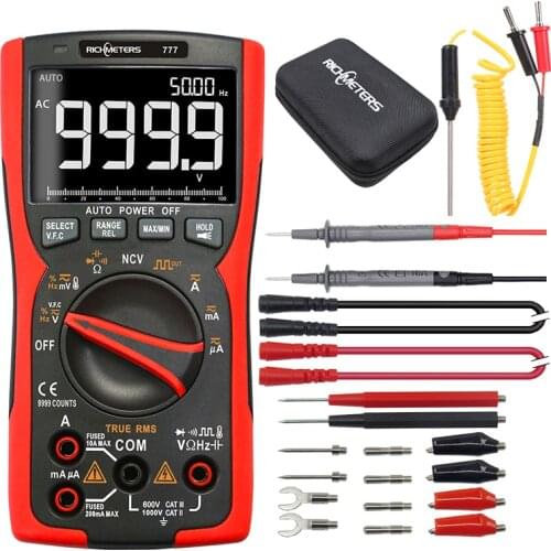 RM777 Digital Multimeter 9999 Professional True RMS Analog Tester Multimetro DIY Transistor Capacitor NCV ACDC With Bag Probe