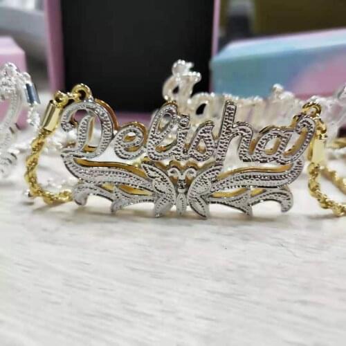 Rope Chain 3D Necklace Butterfly Custom Name Necklaces Double Color Name Necklace Name Personalized Plated Nameplate Valentine