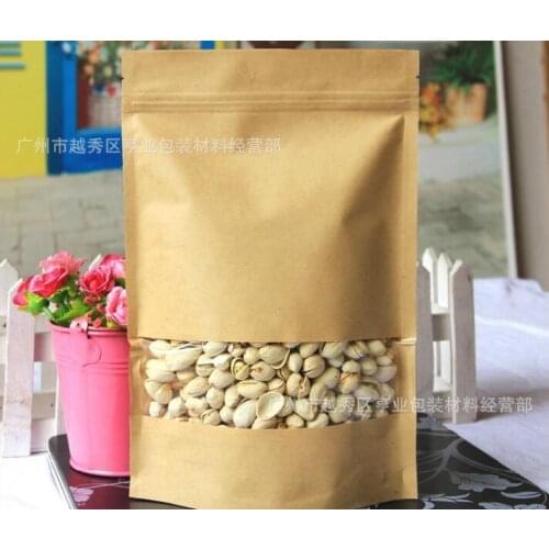 Customized 15*22+4 CM Food grade kraft paper bags Kitchen Storage Food bag Seal sealing bag window valve bag
