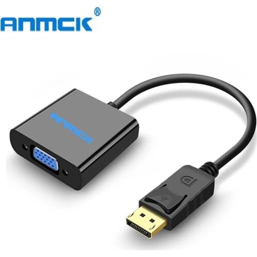 Anmck DP to VGA Adapter Cable Displayport to VGA Adaptor Digital Converter For PC Computer HDTV Monitor Display Screen 1080P