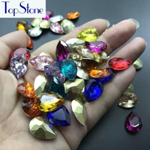 TopStone 10x14mm 13x18mm Water Drop K9 Colors Resin Rhinestone Droplet Use For Clothes Diy Accessories