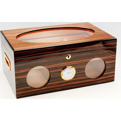 Cohiba Cedar Wood Glass Visible Cigar Humidor Tobacco Storage Box w/Lock Humidifier Hygrometer Smoking Tool 100 Cigars Capacity