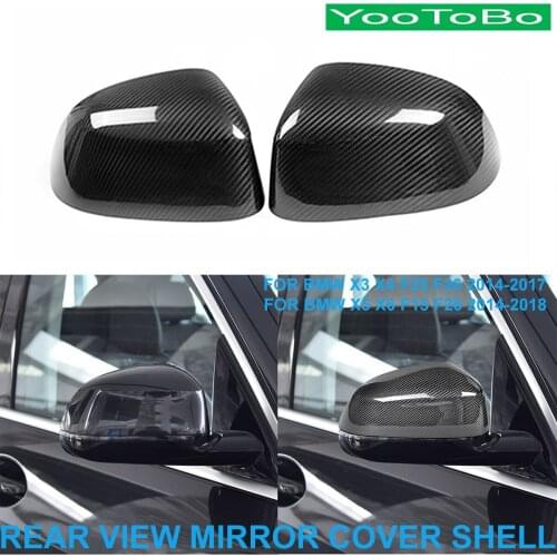 LHD RHD Car Styling Real Carbon Fiber Rear View Mirror Cover Shell Trim Sticker For BMW X3 X4 F25 F26 X5 X6 F15 F16 2014-2018