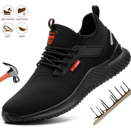Mens Fashion Safety Shoes Work Steel Toe Caps Male Indestructible Work Boots Shoes Light Men Boots Anti-piercing Work Shoes
