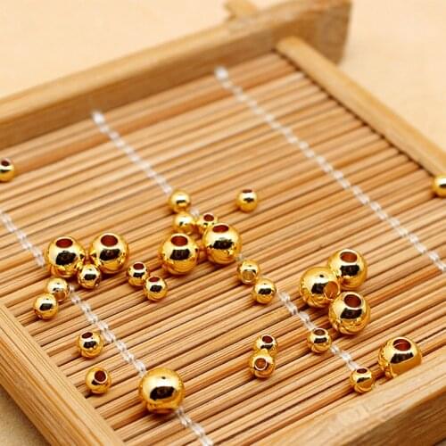 New 24k gold color bag gold beads handmade diy jewelry accessories beads bracelet necklace beads beads material