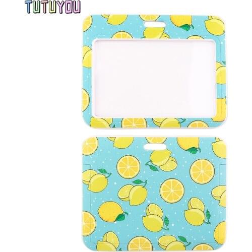 PC3163 Fruit Lemon Fashion Lanyards ID Badge Holder Bus Pass Case Cover Slip Bank Credit Card Holder Strap Cardholder