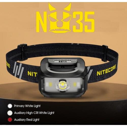 Nitecore NU35 Type-C Rechargeable Headlamp 460 Lumens Can Use The Built-in Battery and Easy-to-replace AAA Battery