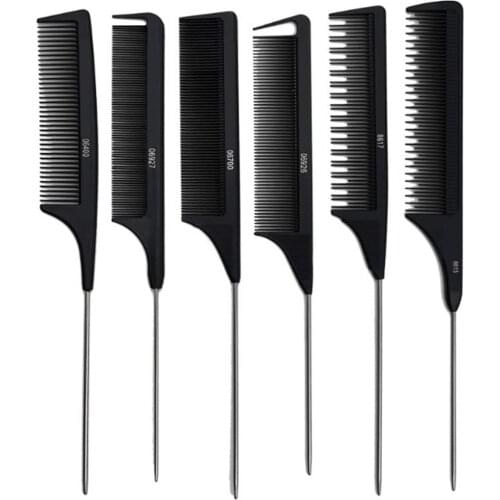 1 Pc New Professional Black Hard Carbon Cutting Comb Heat Resistant Salon Hair Trimmer Brushes Metal Pin Tail Antistatic Comb