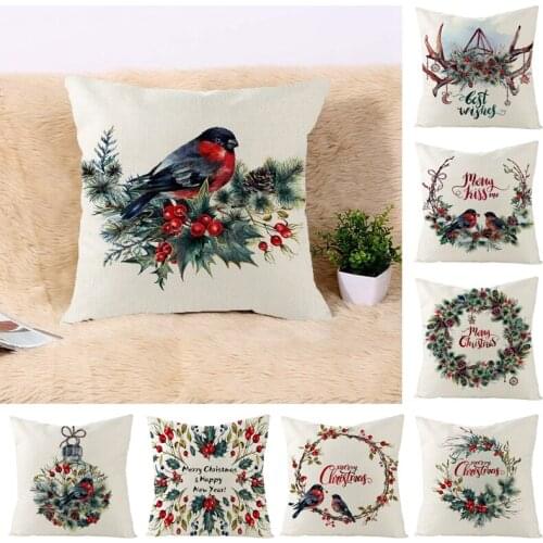 Merry Christmas cushion cover 45*45 Pillowcase sofa cushions Pillow cases Cotton Linen pillow covers Home Decor Xmas Decor