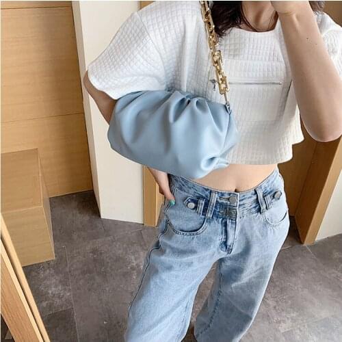 Cloud-wrappd Soft Leather Shoulder Bags Women Slant Dumpling Bag Handbag Day Clutches Bag Female Messageer Trendy