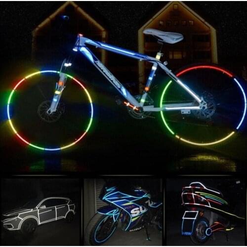 1CM*8M Bicycle Wheels Reflect Fluorescent Bike Reflective Sticker Strip Tape for Cycling Warning Safety Bicycle Wheel Decor