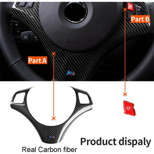 Carbon fiber Steering Wheel Trim For BMW 1 3 series E87 E82 E88 E90 E92/93 08-13