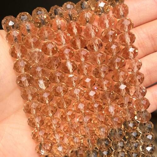 3 4 6 8mm Champagne Czech Crystal Beads for Jewelry Making Diy Needlework Loose Spacer Faceted Glass Beads Wholesale 15''Inches