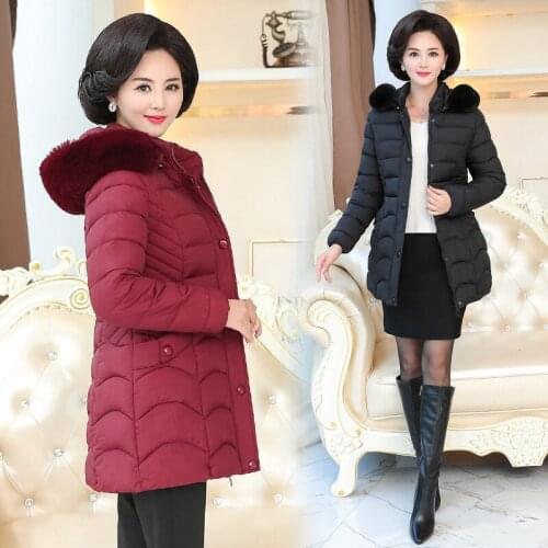 Womens winter jacket high-end new long down jacket cotton fashion middle-aged mother womens cotton temperament Slim
