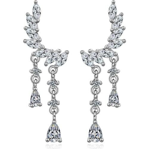 Wholesale Angel Wings Cubic Zirconia 925 Sterling Silver Female Stud Earrings Jewelry For Women No Fade Girls Students Cheap