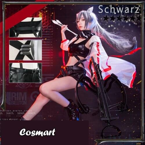 Game Arknights Schwarz Black Amiya Uniform Cosplay Costume With Tail Halloween Suit For Women Outfit New 2020