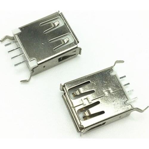 10PCS USB 2.0 jack A Type USB Connector Female Socket Bent Feet 180degree DIP (H=13.0mm)