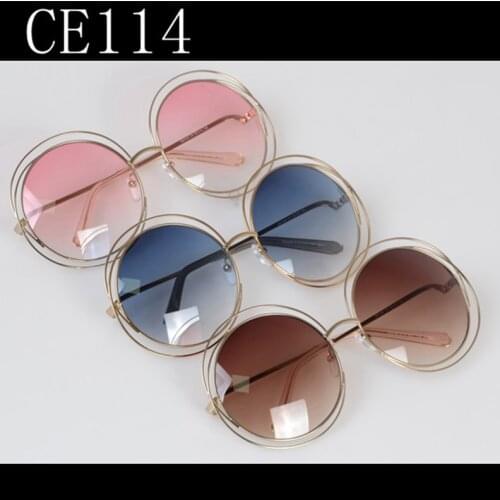 2020 Luxury designer metal round Frame Sunglasses Womens big frame retro fashion sunglasses CE114