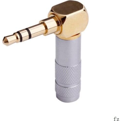 50 pcs Gold Plated 3.5mm Stereo Adapter 3 Pole Male Plug Jack 90 Degree Audio Connector Solder Connectors