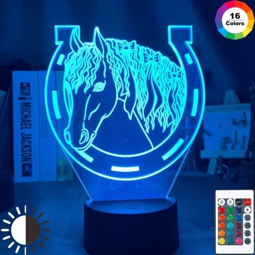 Acrylic Led Night Light Touch Sensor Color Changing Nightlight for Home Decoration Light Cool Gift 3d Illusion Lamp Horseshoe
