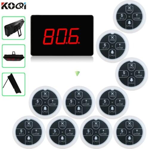 Wireless Restaurant Table Buzzer Service System with 7 segment lcd display Receiver call bill drink button Transmitter YCALL