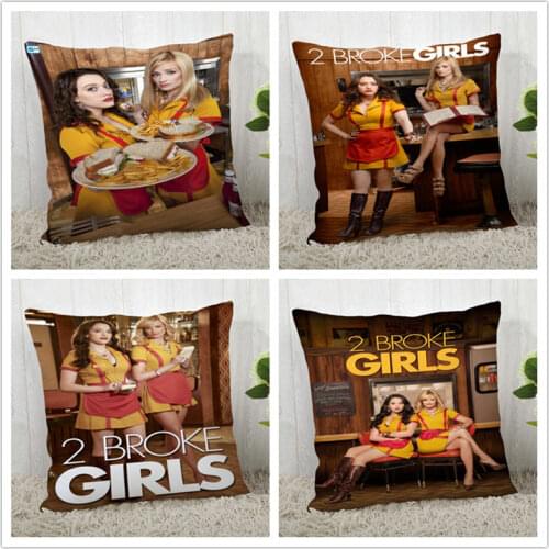 Custom 2 Broke Girls Pillow Case Polyester Decorative Pillowcase zipper Pillow Case Pillowcase Cover 40*40cm drop shipping
