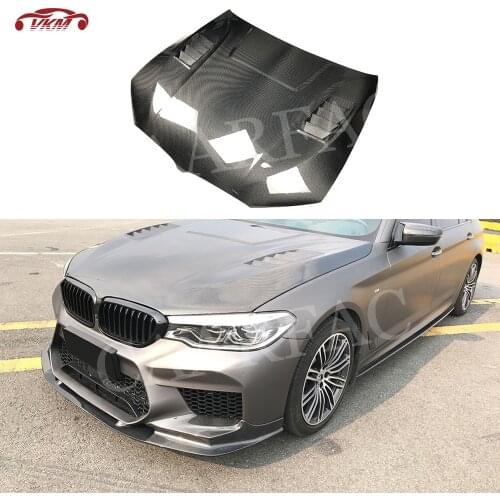 For F90 M5 Dry Carbon Fiber / FRP Front Engine Hood Air Vent Trim Cover for BMW 5 Series G30 F90 M5 Sedan 2017 -2020 Bonnet Cap