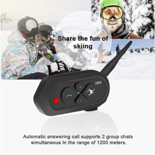 EJEAS SKI10 1200m Bluetooth SKI Helmet Intercom Headset Big Button 500mAh AUX Auo Reconnection Firmware Upgradeable for 2 Skiers