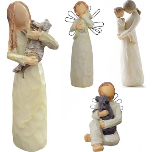 Mom And Son Figurine Home Ornament Minimalist Resin Crafts Dad And Children Sclupture Decor Tabletop Christmas Gift For Family