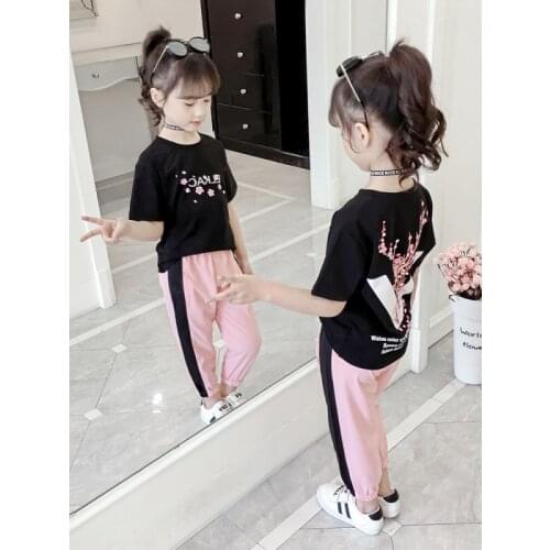 2020 Summer Girls Clothing Sets Teen Short Sleeve T-shirt+Casual Pants Teen Girl Clothes 8 10 12 14 Years Back To School Outfit