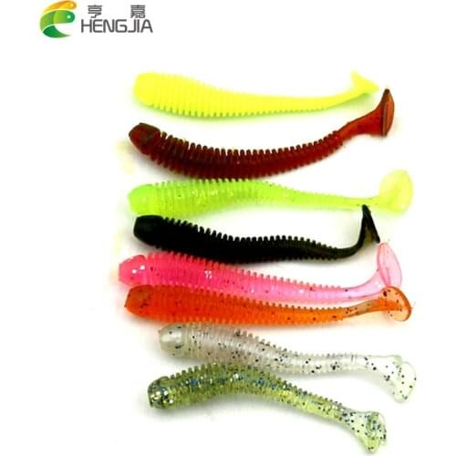 Hengjia 50pcs Artificial soft fishing lure Worm shad lure Swim bait Jig head Fly fishing bait 0.6G-5.5CM soft Fishing Tackle