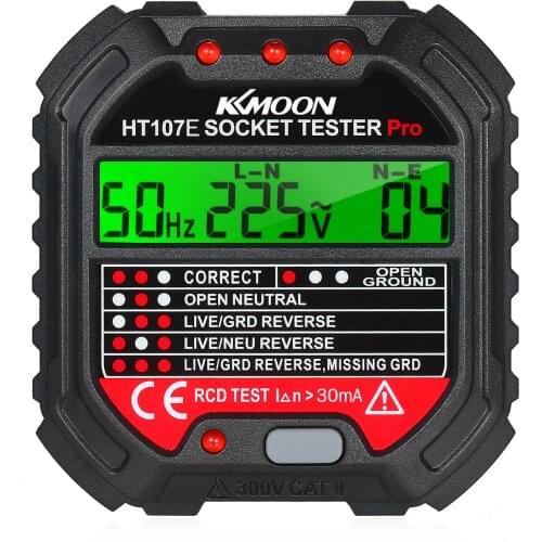 KKmoon GFCI Outlet Tester with Voltage Display 90-250V Socket Tester Electric Circuit Polarity Voltage Detector Breaker Finder