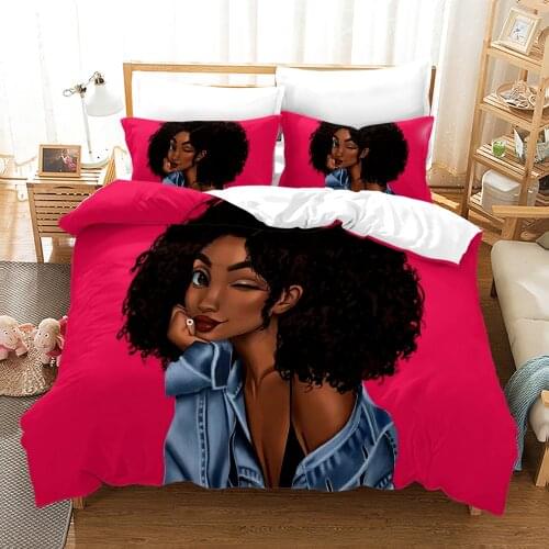 3D Cute Printed African Girl Bedding Set Sexy Lady Beauty Duvet Cover Set Luxury Bed Quilt Cover Single Double King Size2/3 Pcs
