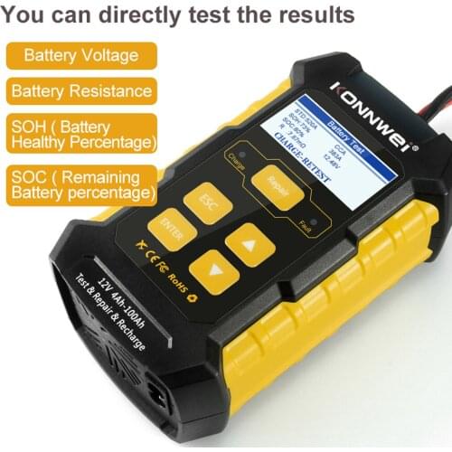 KW510 Car Battery Tester Multifunctional Pulse Repairing Car Battery Chargers Auto Maintenance Tool Automotive Diagnostic Device