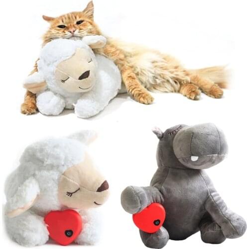Cute Animal Shape Heartbeat Puppy Behavioral Training Toy Plush Pet Comfortable Snuggle Anxiety Relief Sleep Aid Doll Dog
