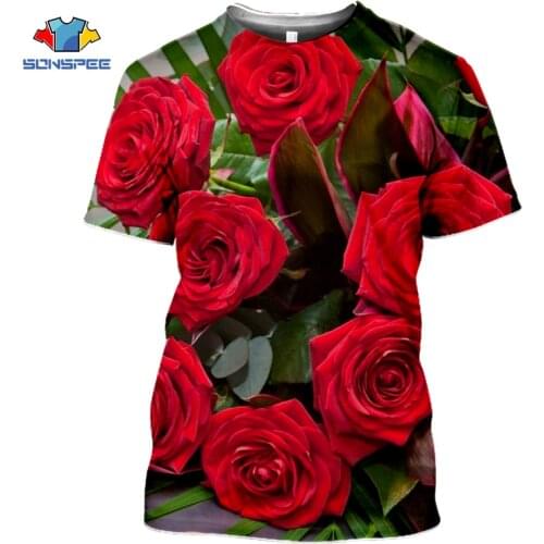 O-neck shirts flower rose street colthing new Summer 3d print men/Women fashion casual Harajuku t-shirt funny hip hop t shirt