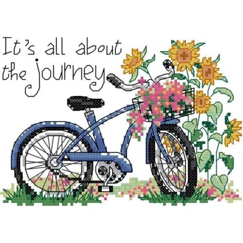 DIY Hand Knitting Print Cross Stitch Set Embroidery Set 11CT Small Clear Cycling Sunflower Pattern Cross Stitch 26*21cm Home Dec