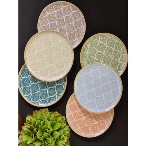 Set Of 6 Anatolian Pattern Porcelain Dishes For Serving Tableware Plate Dishes Sets Cake Plate Modern Soft Style Dinner
