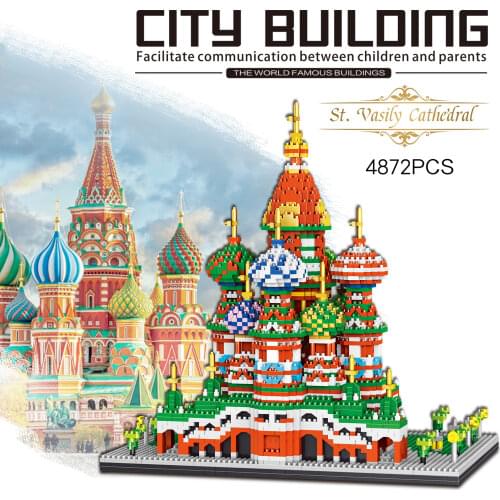 Disney Mickey mouse Around the World block Russia Moscow Saint Basils Cathedral model brick educational toy collection nanobrick
