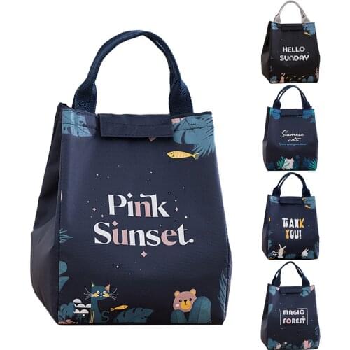 New Portable Thermal Insulation Lunch Bag Cartoon Oxford Cloth Picnic Travel Lunch Box For Food Waterproof Picnic Container