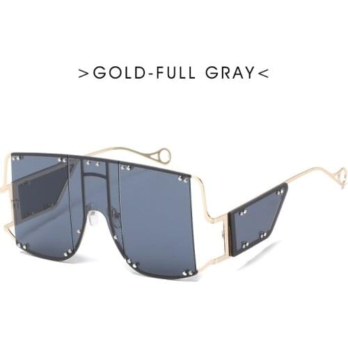 2021 new big frame one-piece shades for women retro rivet punk sunglasses ins net red men and women glasses uv400