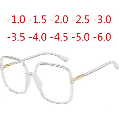 Retro Square Frame Oversize Finished Myopia Eyeglasses Women Men Eye Glasses Short-sighted Spectacle -0.5 -1.0 -1.5 -2.0 To -6.0