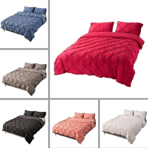 Craftsmanship Plain Solid Color Quilt Cover Pillowcase Bedding 3D Three-dimensional Three-piece Suit