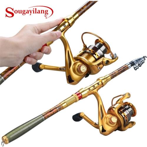 Sougayilang 1.8M-3.6M Telescopic Fishing Rod and Reel Set 13+1BB Spinning Reel for Saltwater and Freshwater Fishing Rod Kits