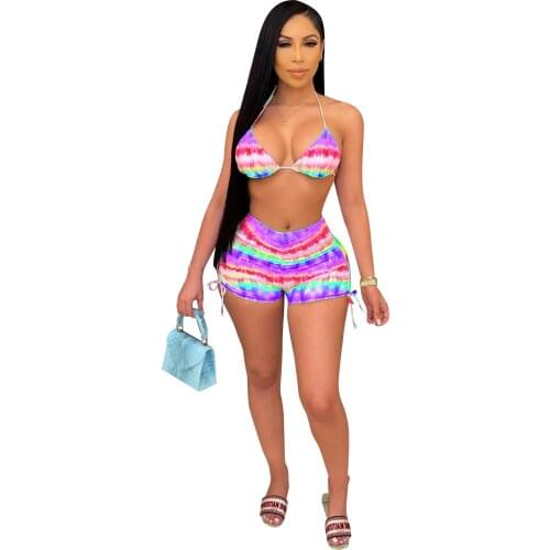 Sexy Two Piece Set Swimwear Bikini Colorful Swimsuit Women Beach Clothes For Women